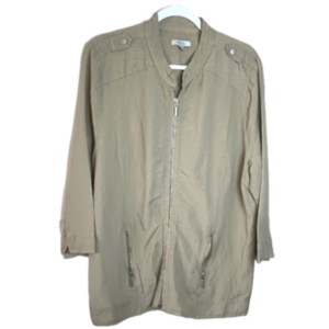 SAFARI Style Tan Linen Zip Jacket Blazer Top XL